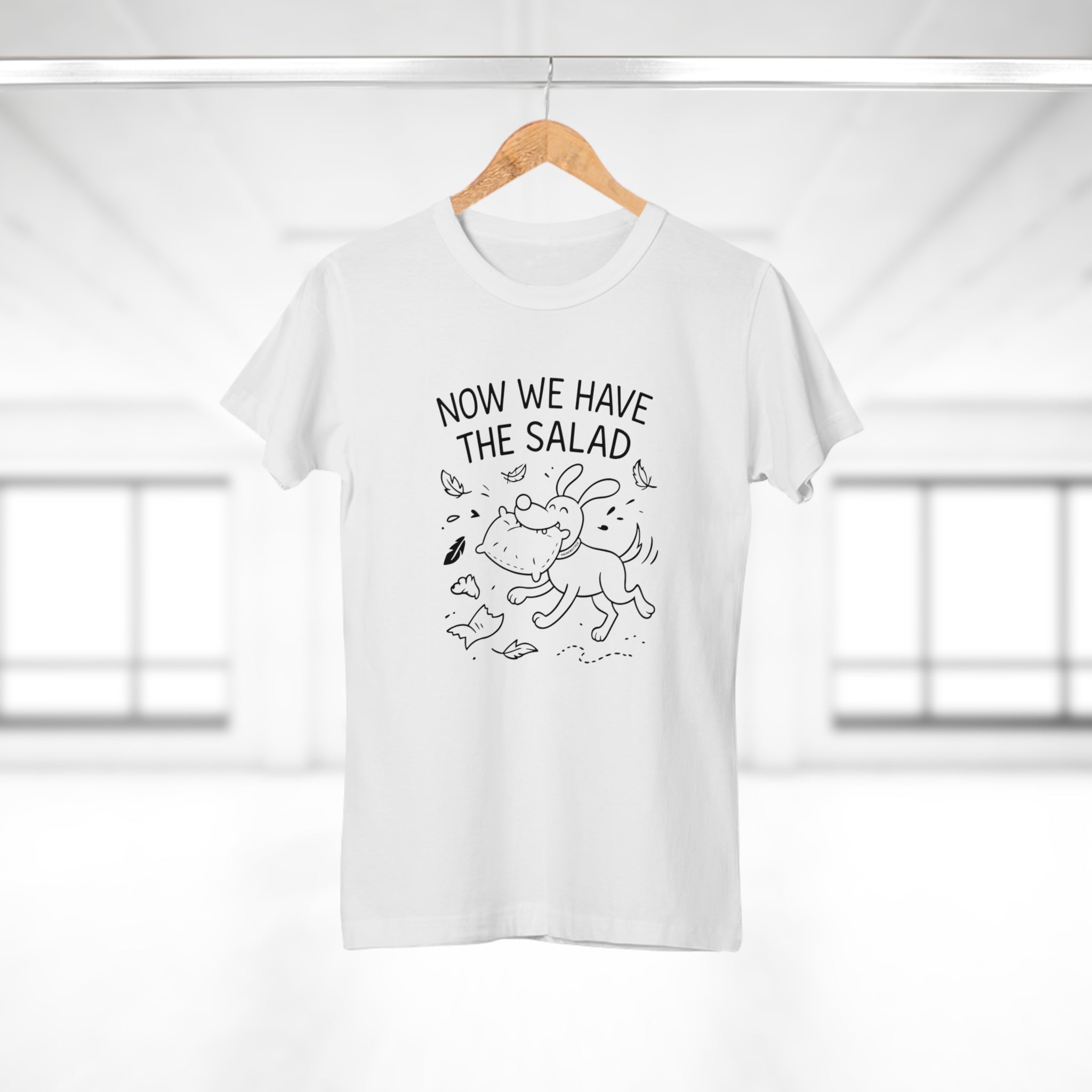 Baerenstyle Strolche® Damen Premium T-Shirt Hundemotiv - Now We Have The Salad - Lustiger Spruch - Ringgesponnene Baumwolle