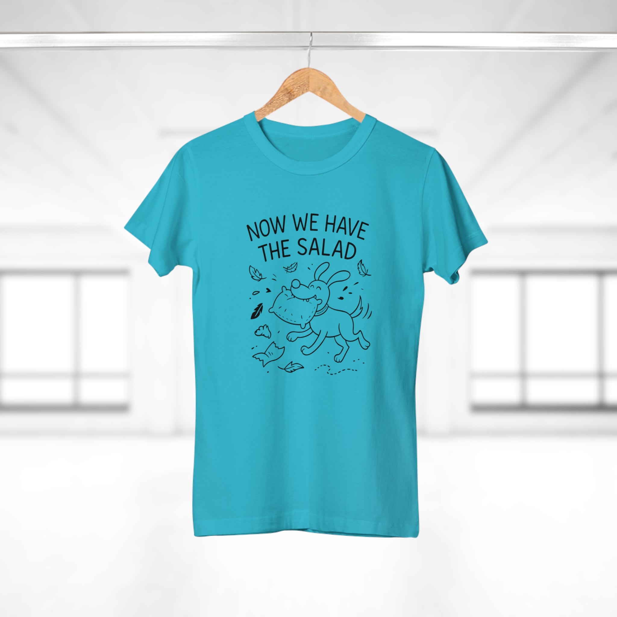 Baerenstyle Strolche® Damen Premium T-Shirt Hundemotiv - Now We Have The Salad - Lustiger Spruch - Ringgesponnene Baumwolle