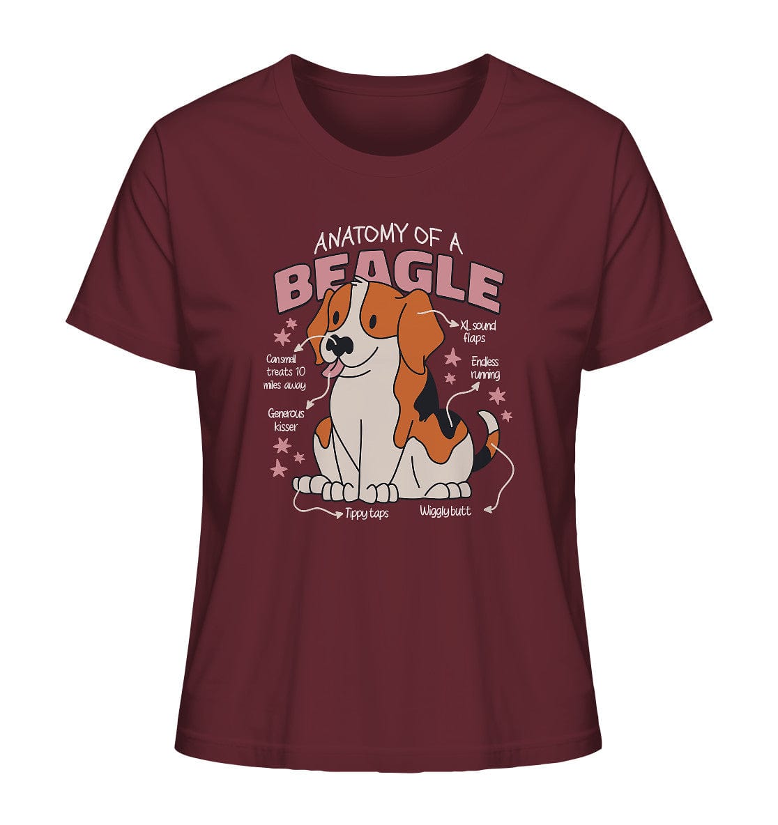 Anatomie eines Beagles - Ladies Organic Shirt Burgundy / XS