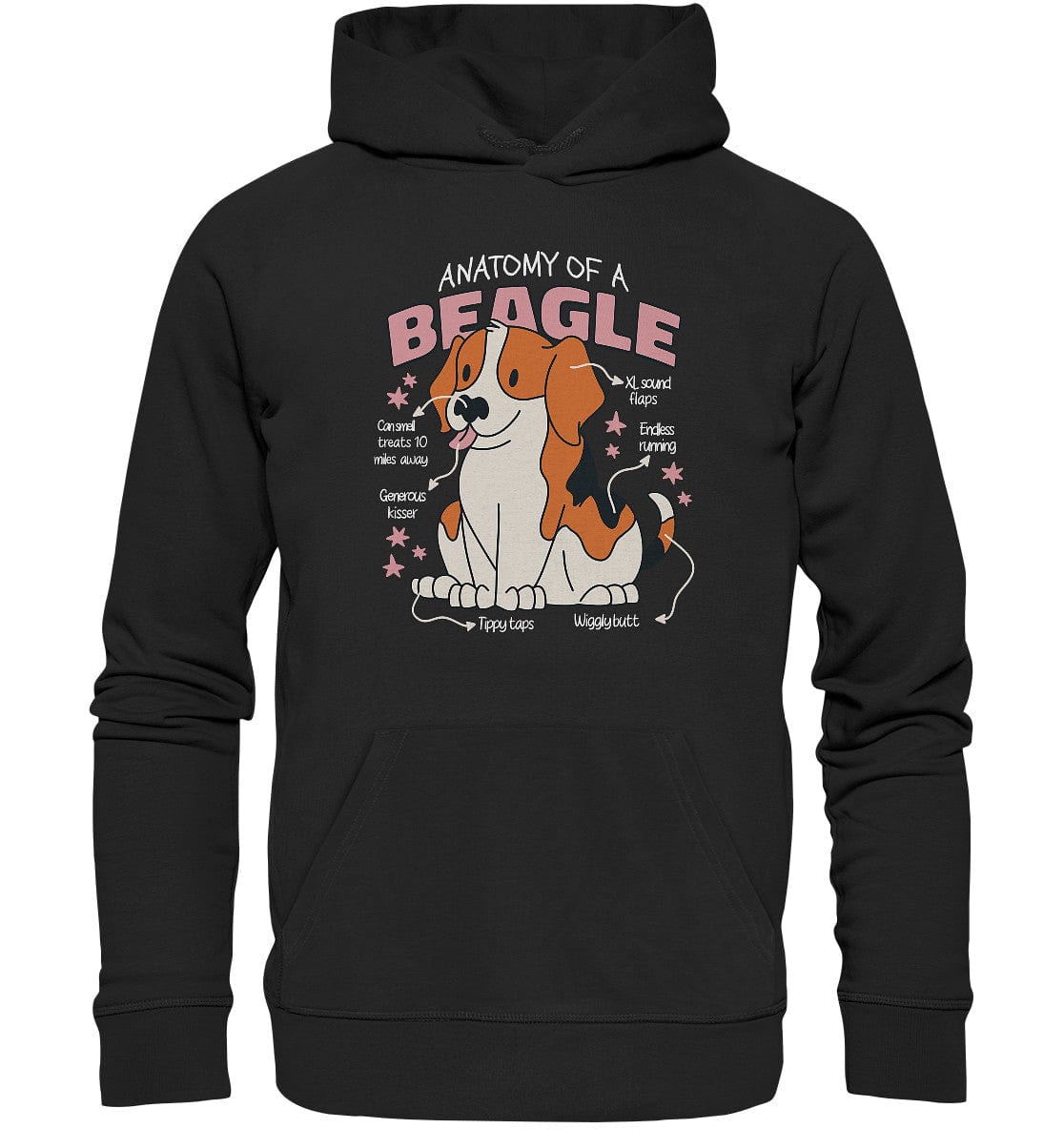 Anatomie eines Beagles - Organic Hoodie Black / XS
