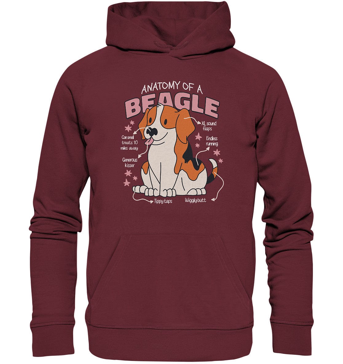 Anatomie eines Beagles - Organic Hoodie Burgundy / XS