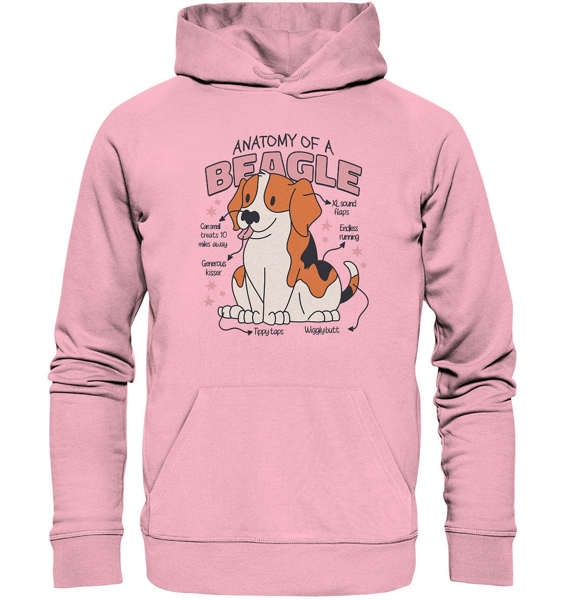 Anatomie eines Beagles - Organic Hoodie Cotton Pink / XS