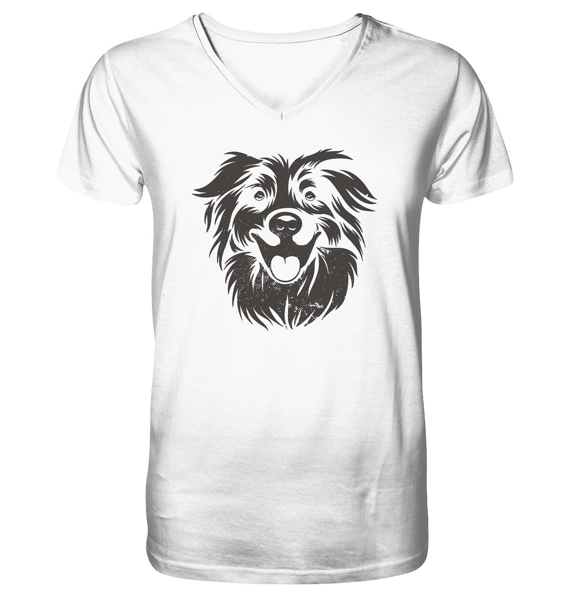 Australien Shepherd Hundekopf - Mens Organic V-Neck Shirt White / S