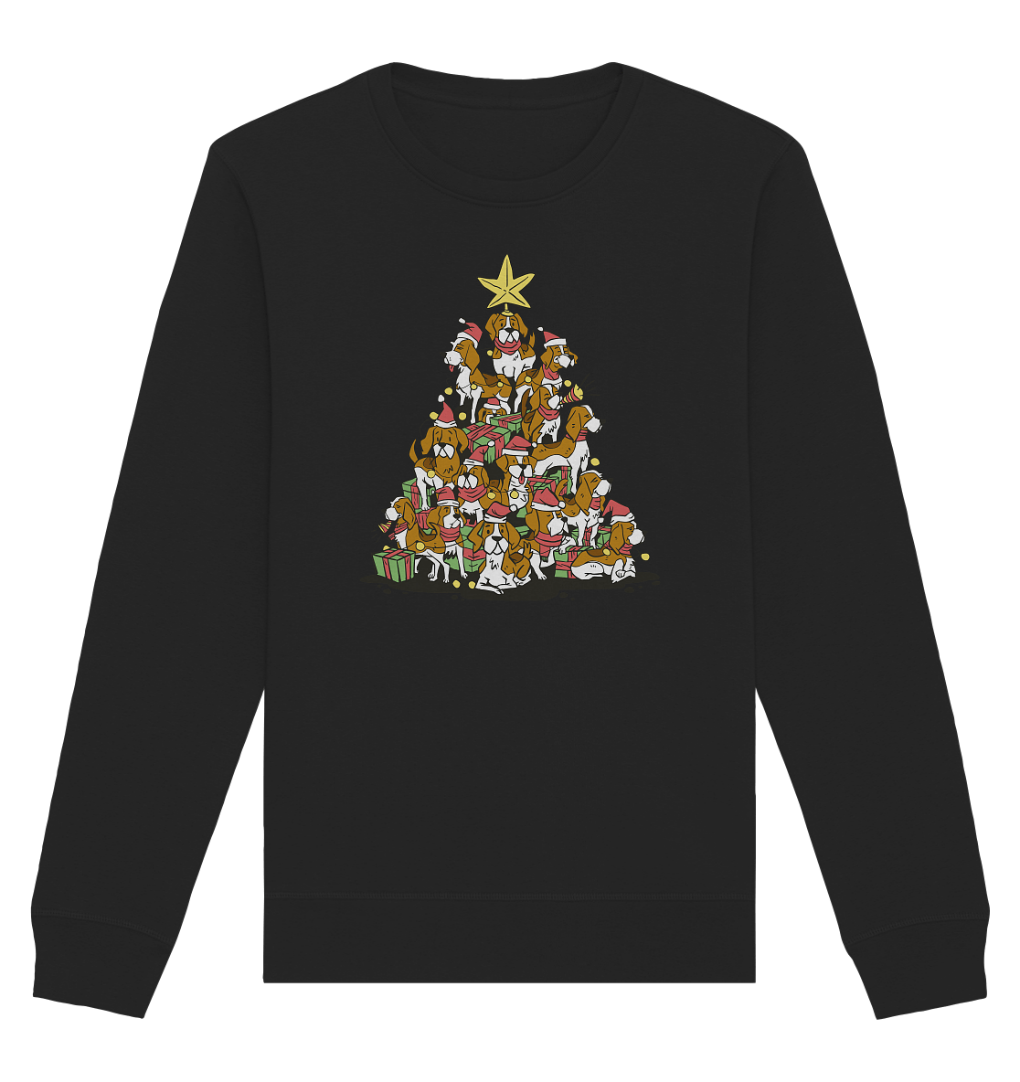 Beagels - Hunde - Weihnachtsbaum - Organic Basic Unisex Sweatshirt Black / XS