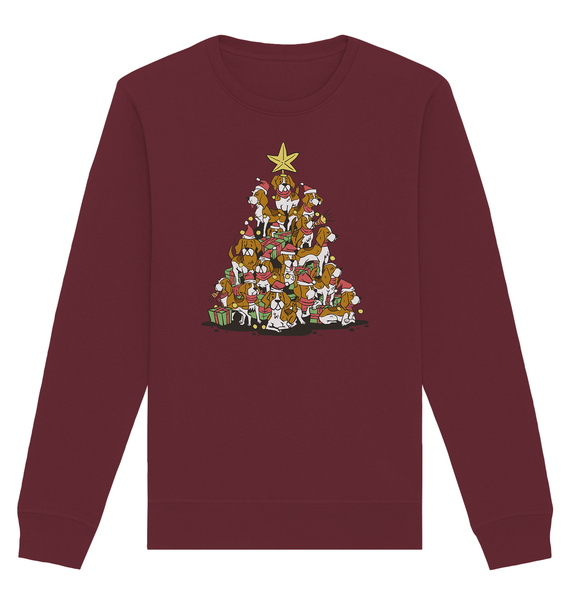 Beagels - Hunde - Weihnachtsbaum - Organic Basic Unisex Sweatshirt Burgundy / XS