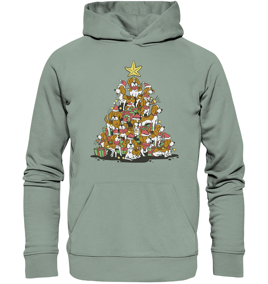 Beagels - Hunde - Weihnachtsbaum - Organic Hoodie Aloe / XS
