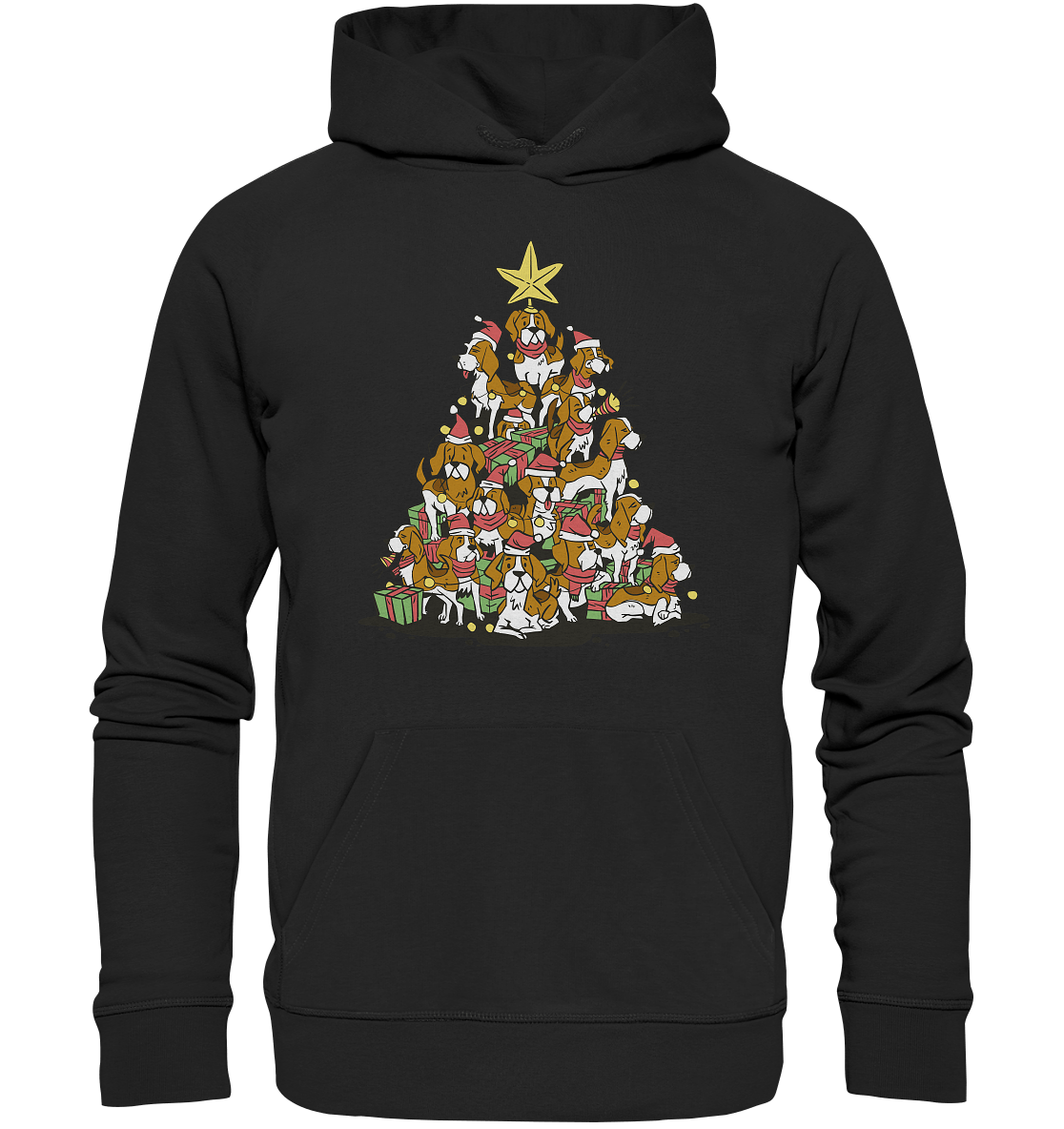 Beagels - Hunde - Weihnachtsbaum - Organic Hoodie Black / XS