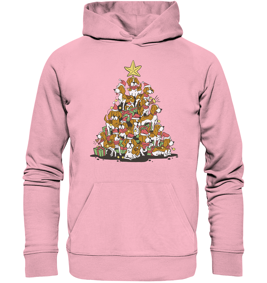 Beagels - Hunde - Weihnachtsbaum - Organic Hoodie Cotton Pink / XS