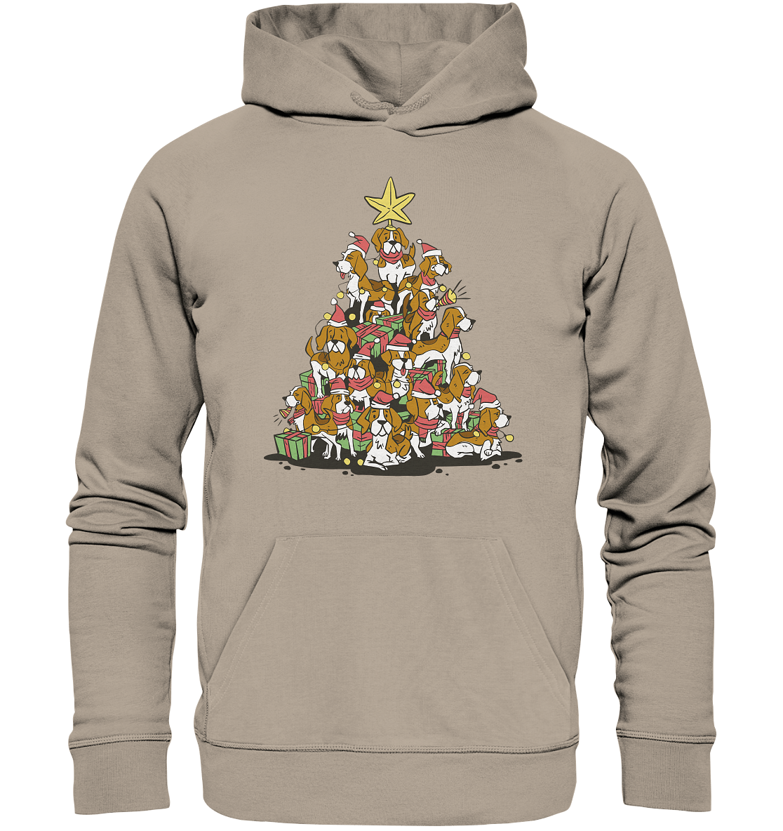 Beagels - Hunde - Weihnachtsbaum - Organic Hoodie Desert Dust / XS