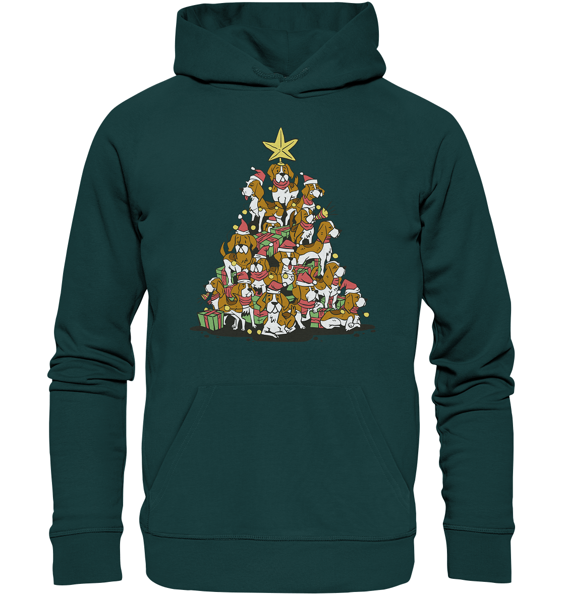 Beagels - Hunde - Weihnachtsbaum - Organic Hoodie Glazed Green / XS
