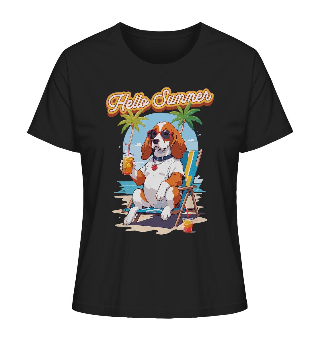 Beagle - Hello Summer (Summer Vibes) - Ladies Organic Shirt Black / XS