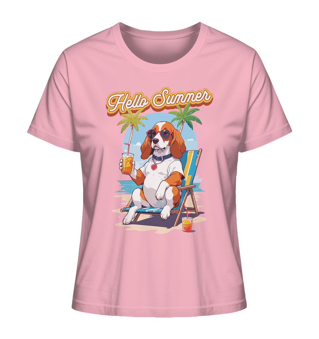 Beagle - Hello Summer (Summer Vibes) - Ladies Organic Shirt Cotton Pink / XS