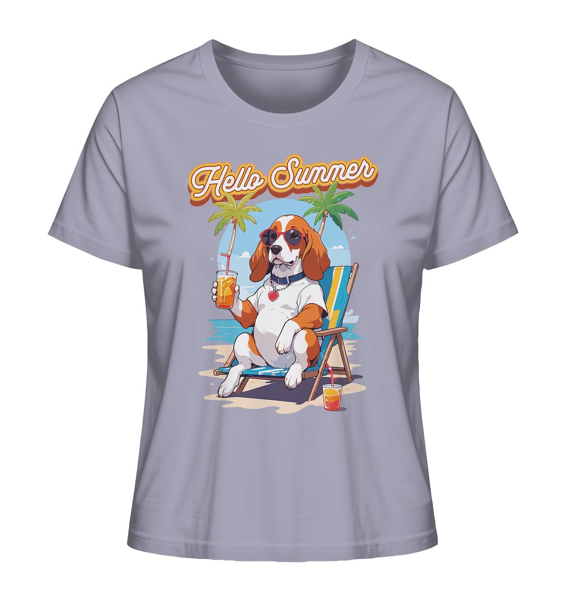 Beagle - Hello Summer (Summer Vibes) - Ladies Organic Shirt Lavender / XS