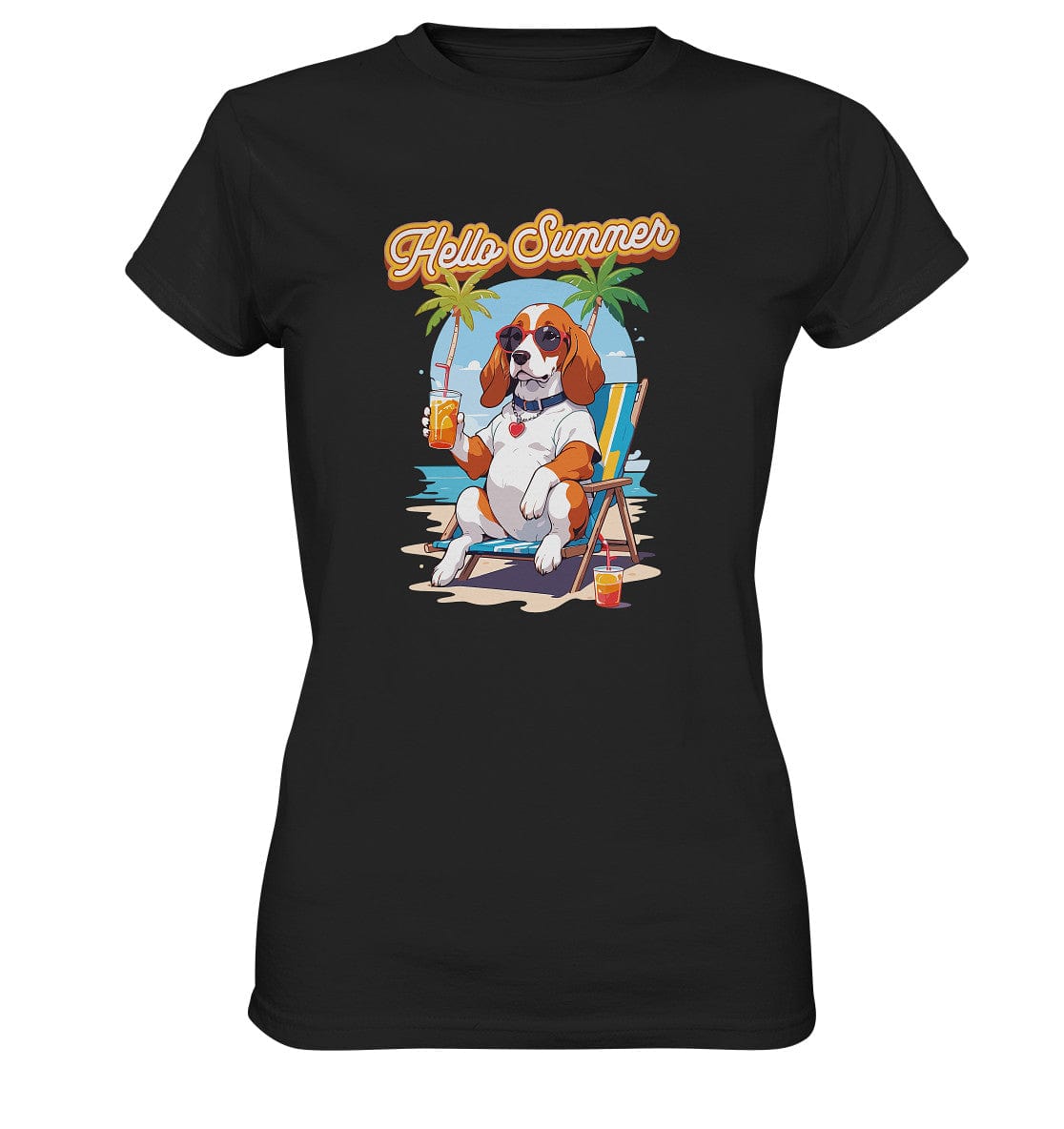 Beagle - Hello Summer (Summer Vibes) - Ladies Premium Shirt Black / XS