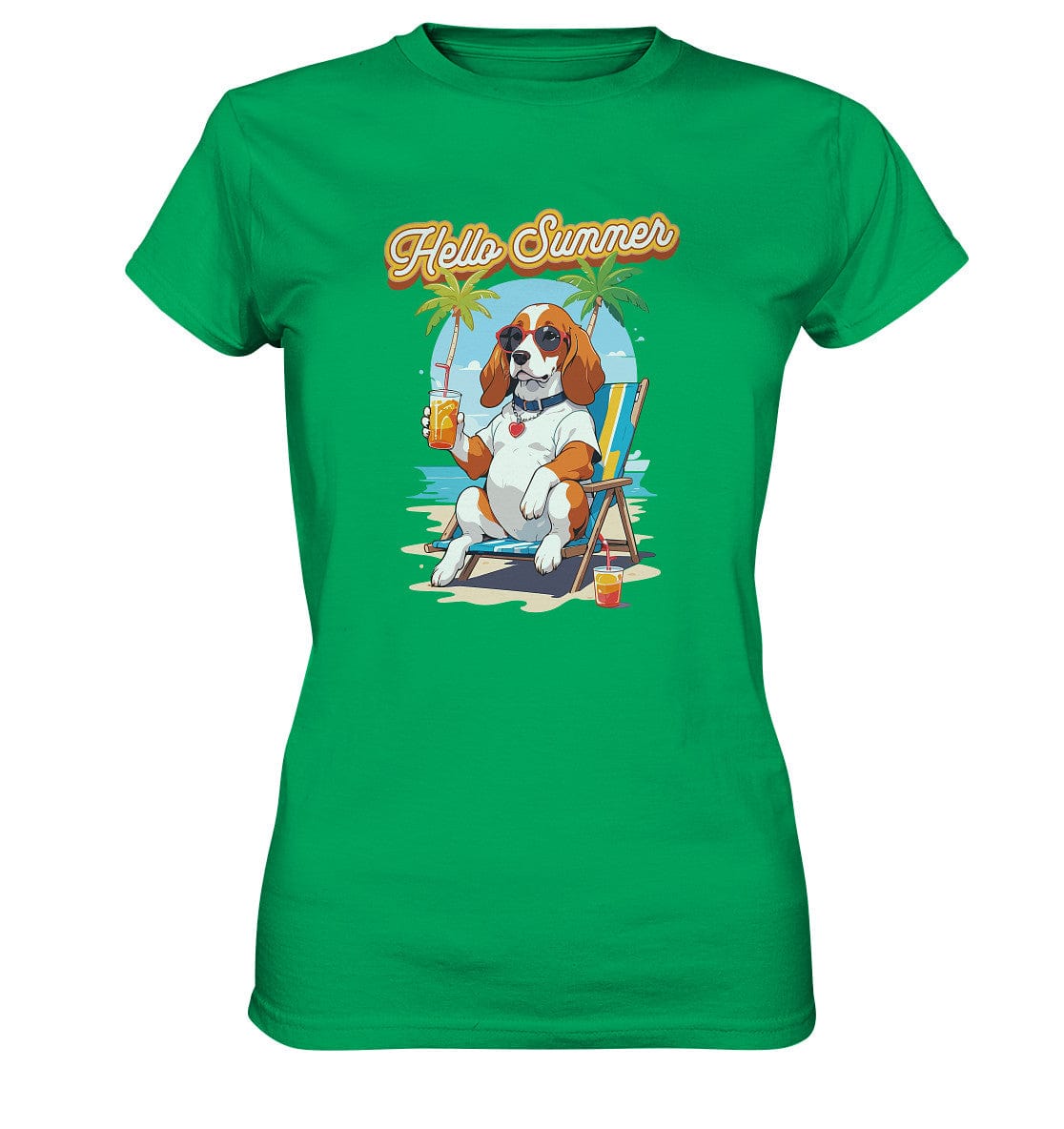 Beagle - Hello Summer (Summer Vibes) - Ladies Premium Shirt Kelly Green / XS