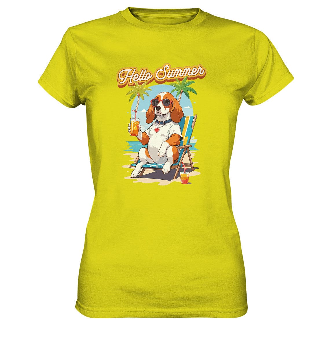 Beagle - Hello Summer (Summer Vibes) - Ladies Premium Shirt Pixel Lime / XS