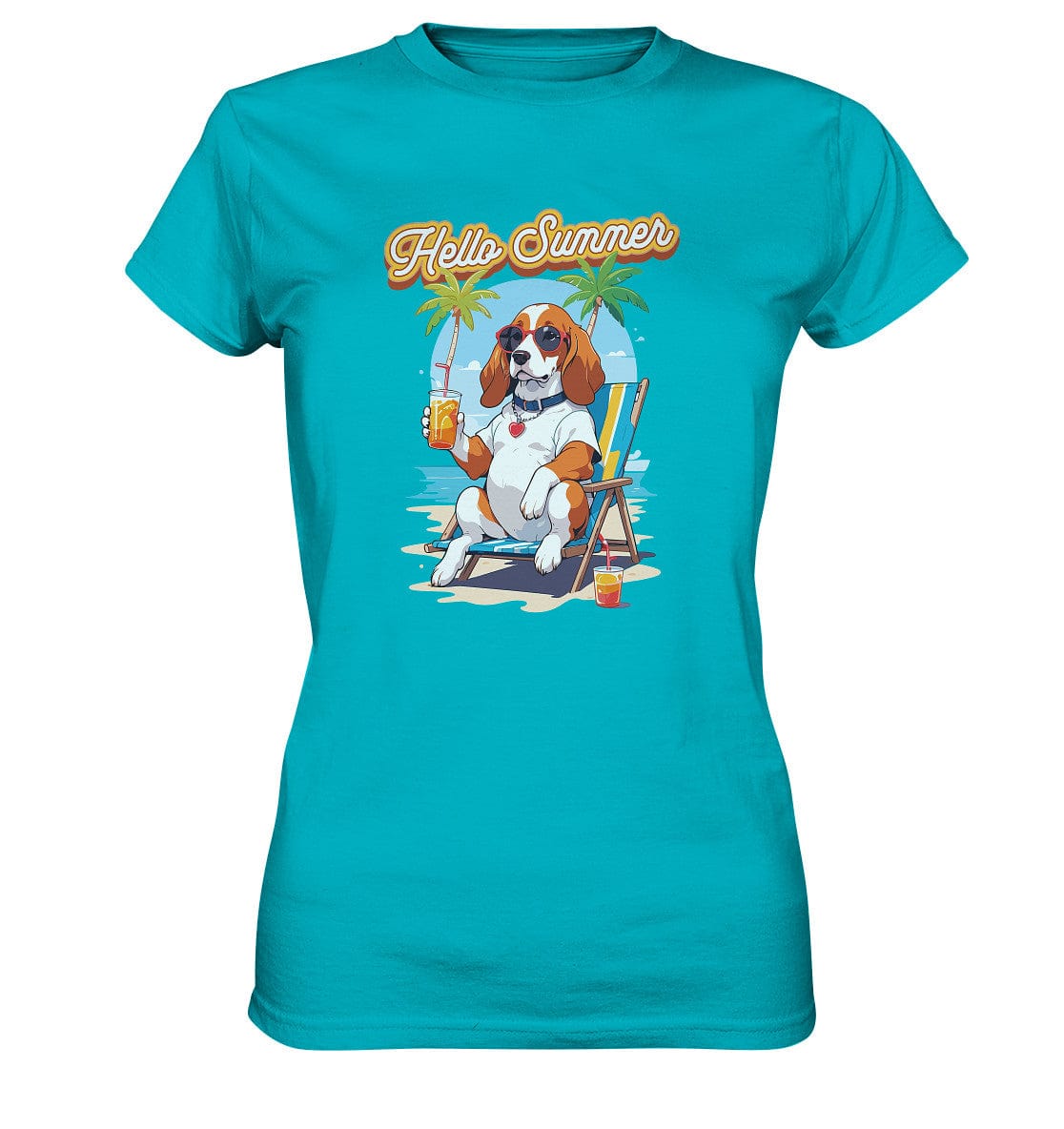 Beagle - Hello Summer (Summer Vibes) - Ladies Premium Shirt Swimming Pool / XS