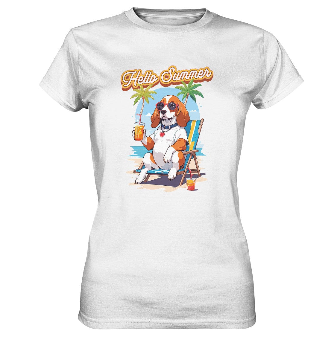 Beagle - Hello Summer (Summer Vibes) - Ladies Premium Shirt White / XS