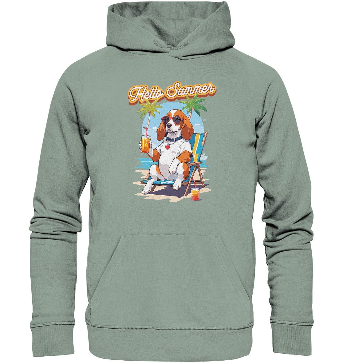 Beagle - Hello Summer (Summer Vibes) - Organic Hoodie Aloe / XS