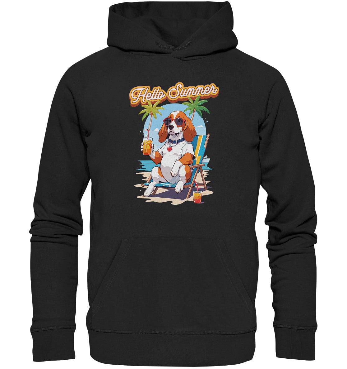 Beagle - Hello Summer (Summer Vibes) - Organic Hoodie Black / XS