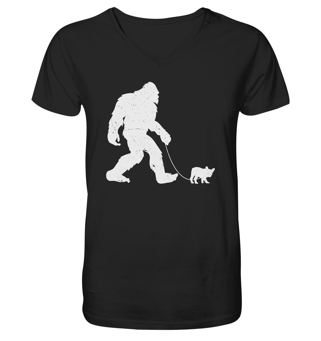 Big Foot mit Hund beim Gassi - Mens Organic V-Neck Shirt Black / S