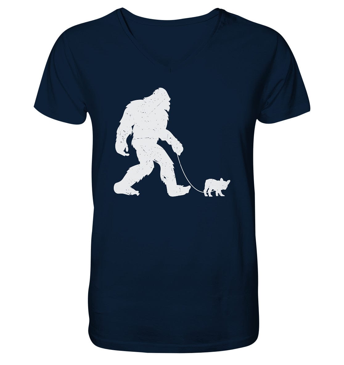 Big Foot mit Hund beim Gassi - Mens Organic V-Neck Shirt French Navy / S