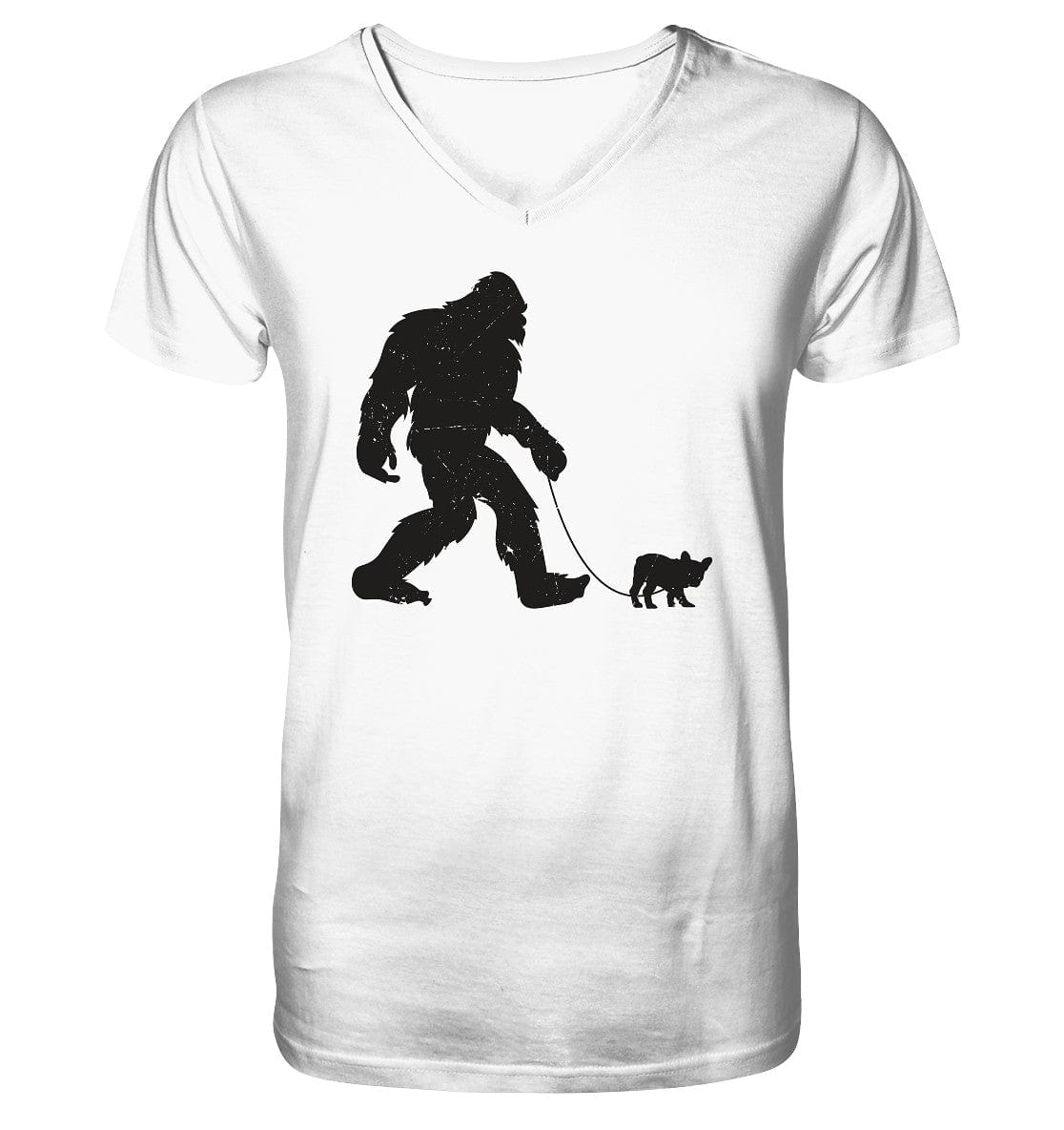 Big Foot mit Hund beim Gassi - Mens Organic V-Neck Shirt White / S