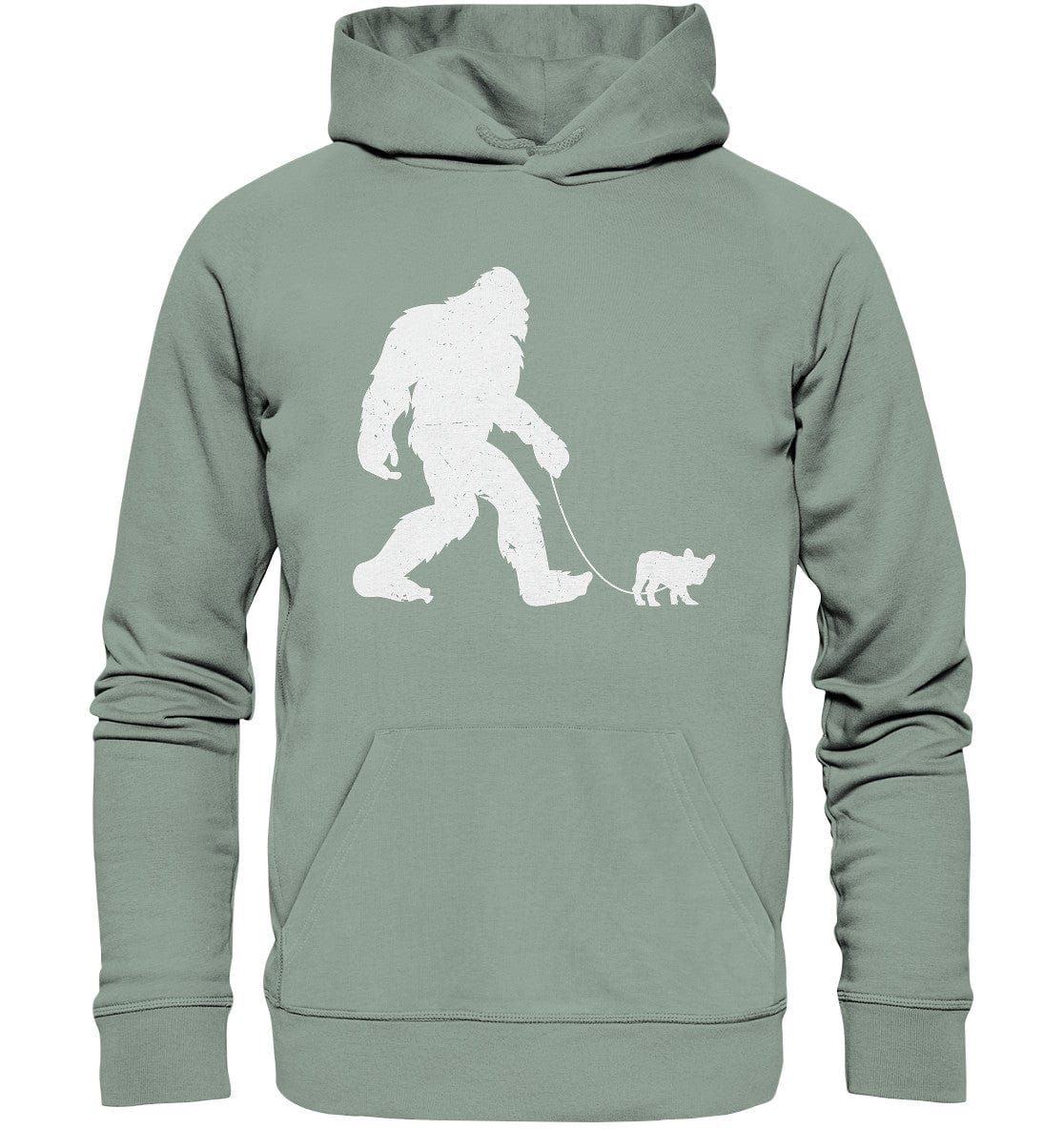 Big Foot mit Hund beim Gassi - Organic Hoodie Aloe / XS