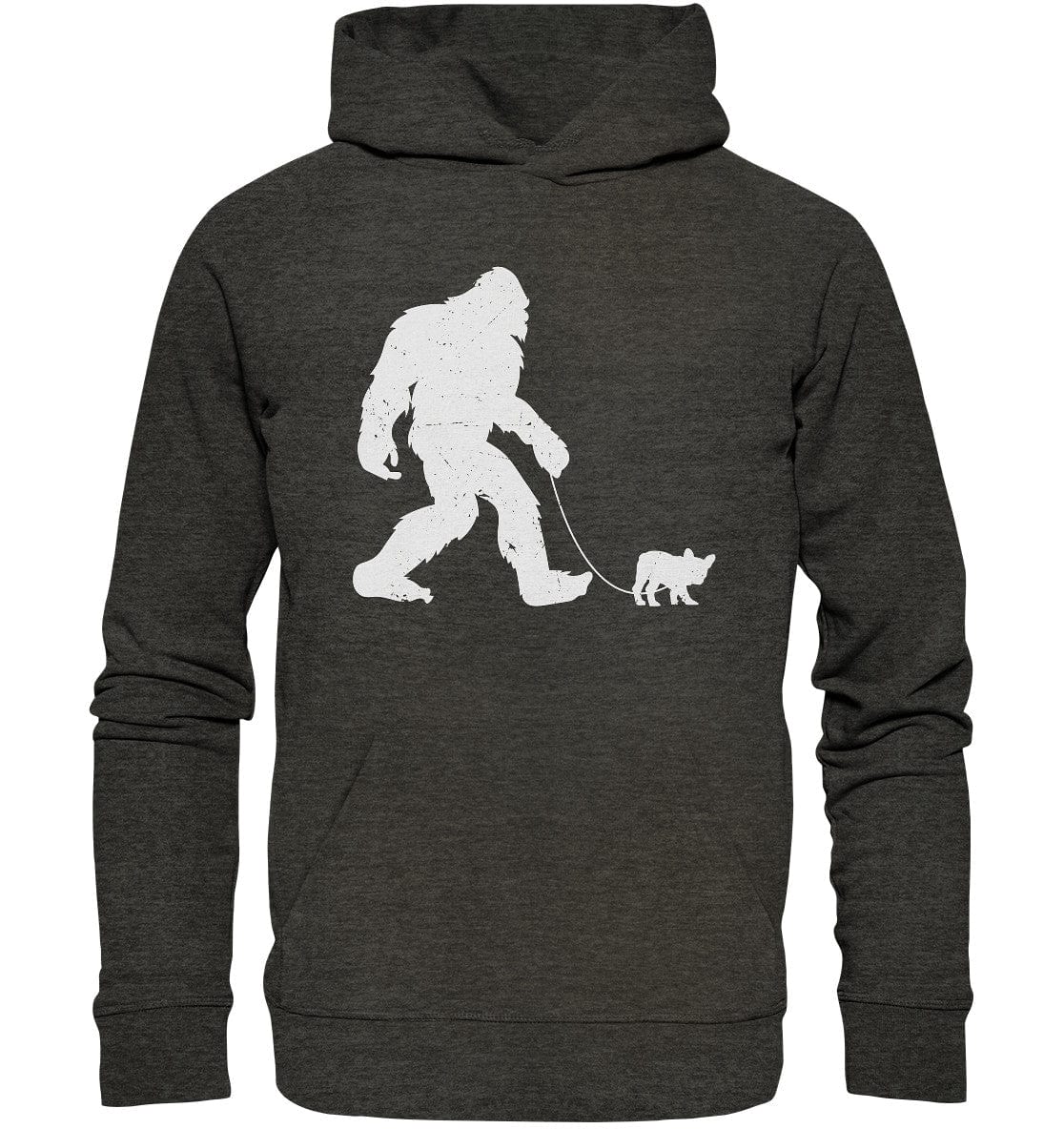 Big Foot mit Hund beim Gassi - Organic Hoodie Dark Heather Grey / XS