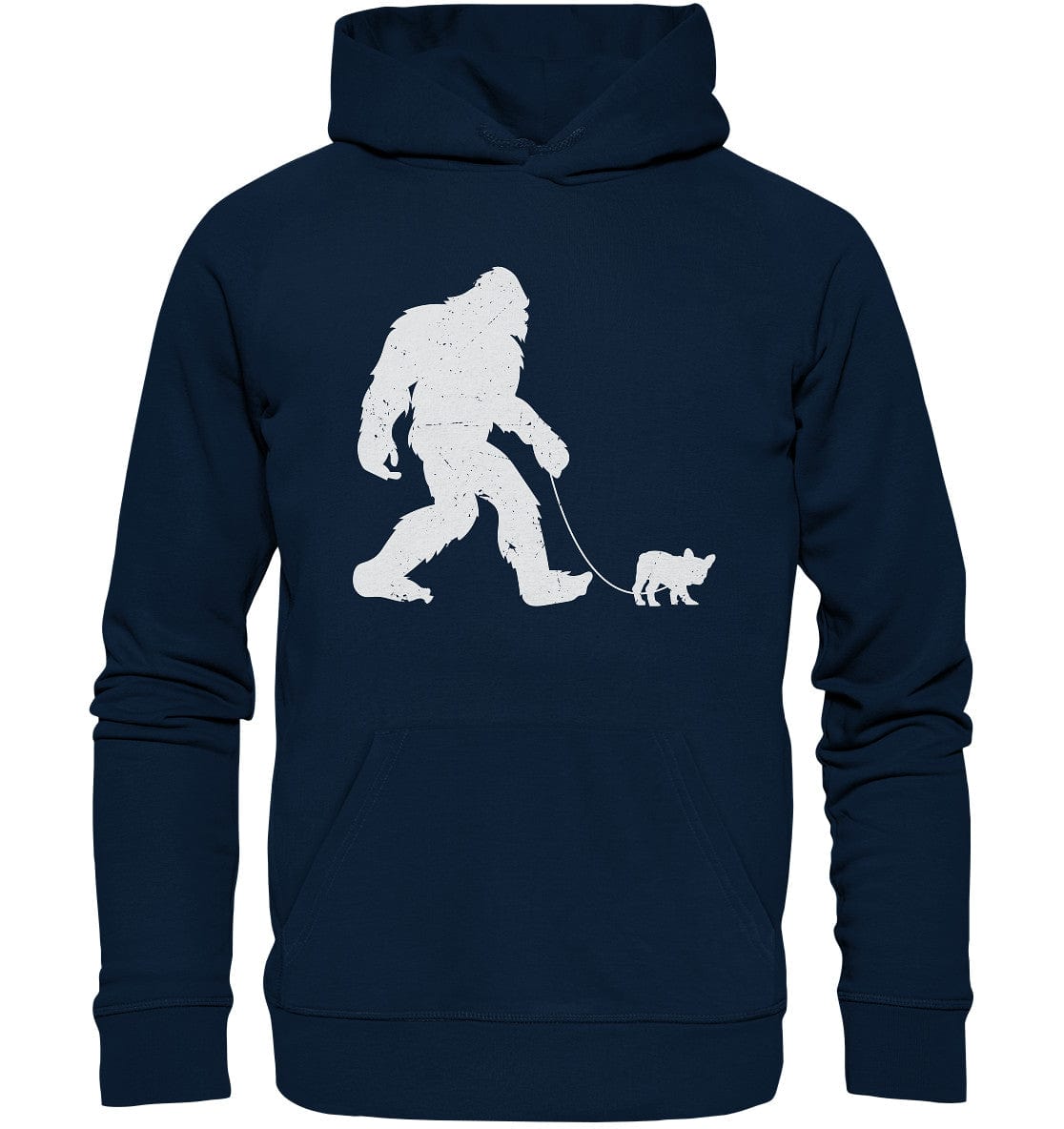 Big Foot mit Hund beim Gassi - Organic Hoodie French Navy / XS