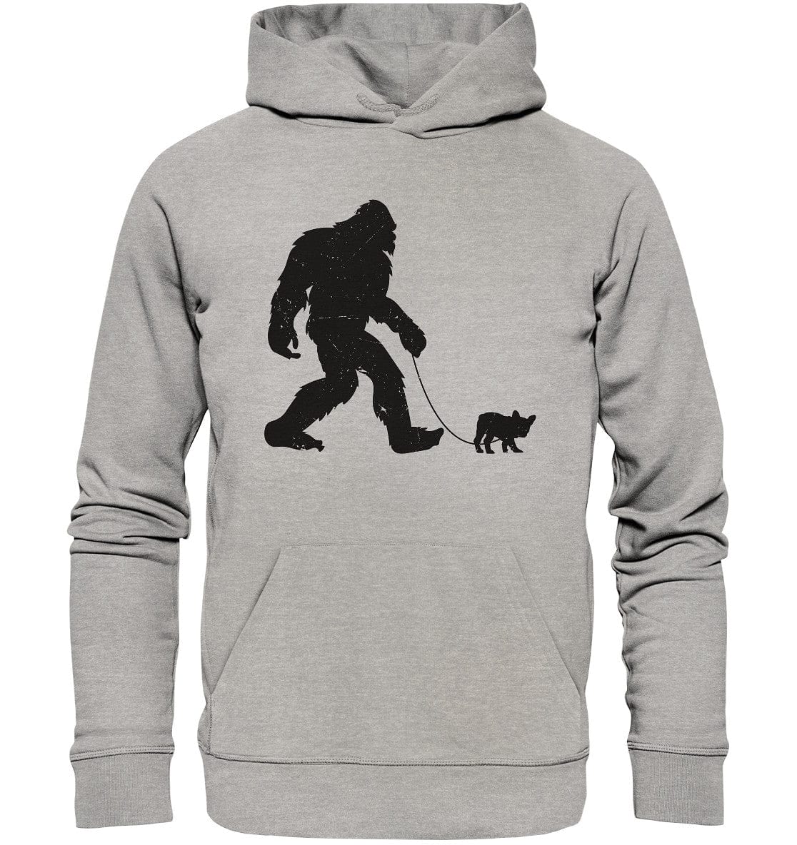 Big Foot mit Hund beim Gassi - Organic Hoodie Heather Grey / XS