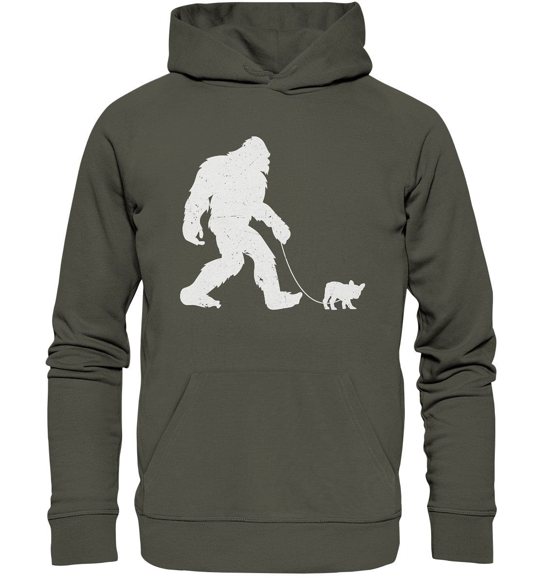 Big Foot mit Hund beim Gassi - Organic Hoodie Khaki / XS