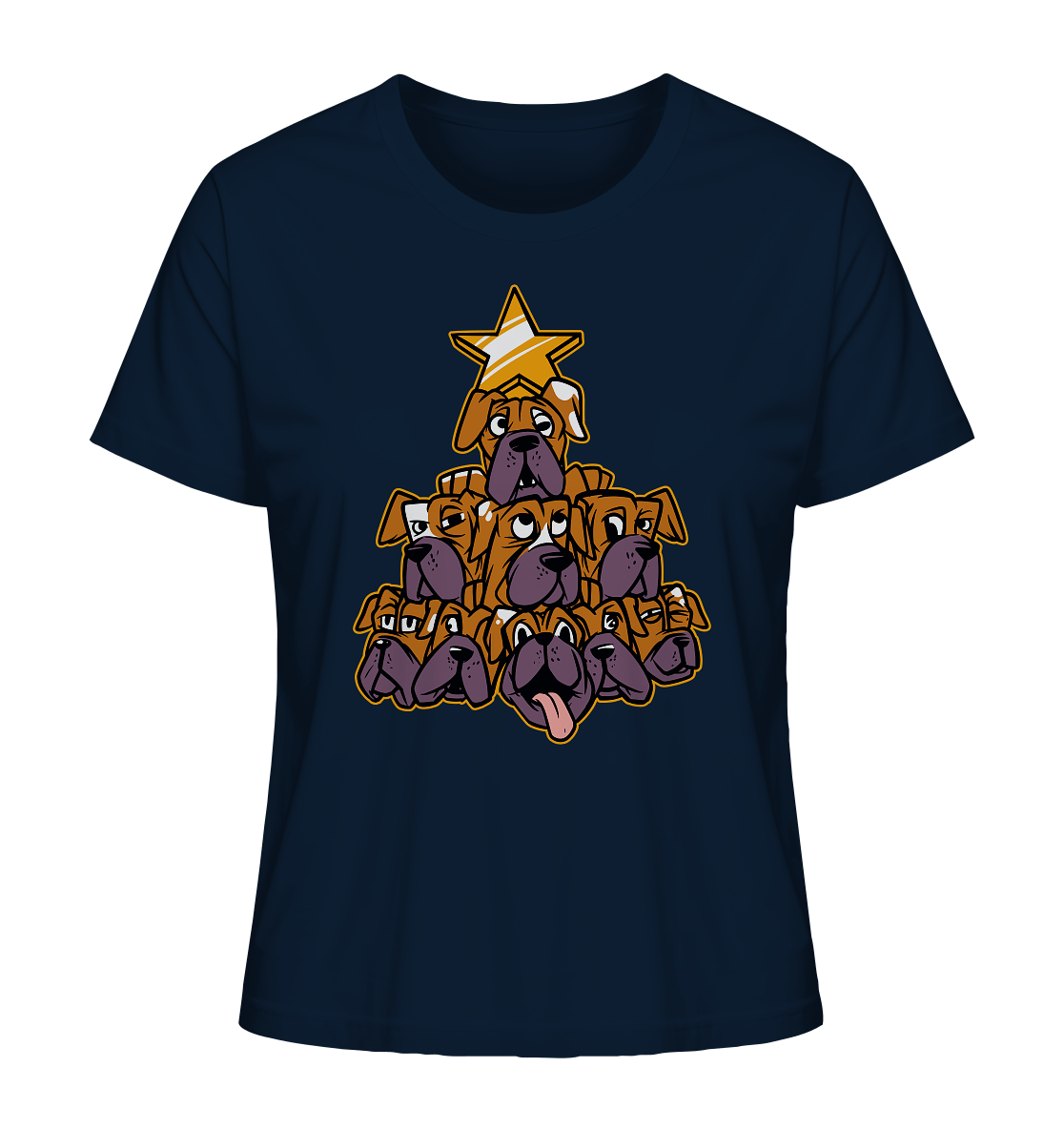 Boxer - Hunde - Weihnachtsbaum - Ladies Organic Shirt French Navy / XS