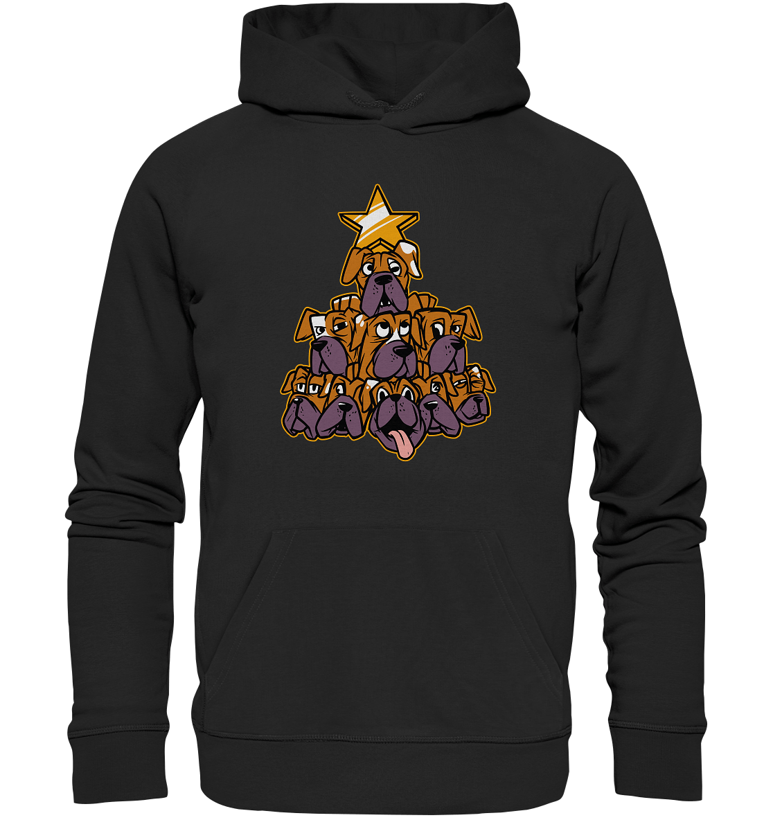 Boxer - Hunde - Weihnachtsbaum - Organic Hoodie Black / XS