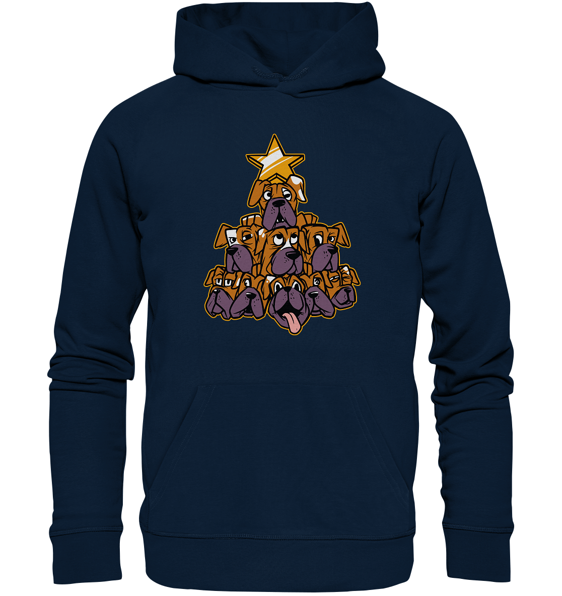 Boxer - Hunde - Weihnachtsbaum - Organic Hoodie French Navy / XS