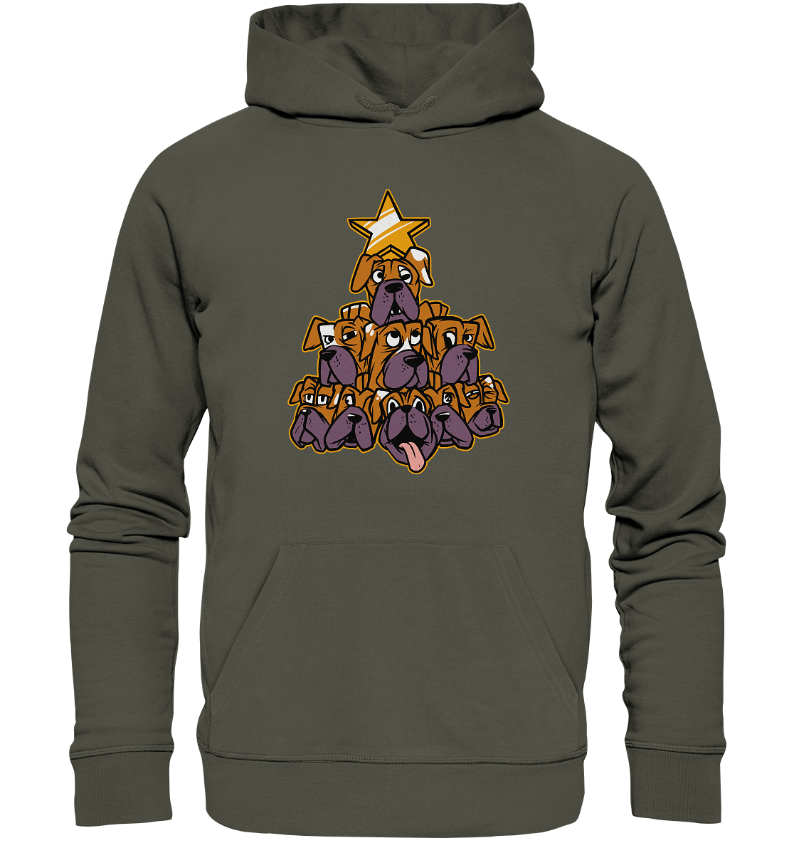 Boxer - Hunde - Weihnachtsbaum - Organic Hoodie Khaki / XS