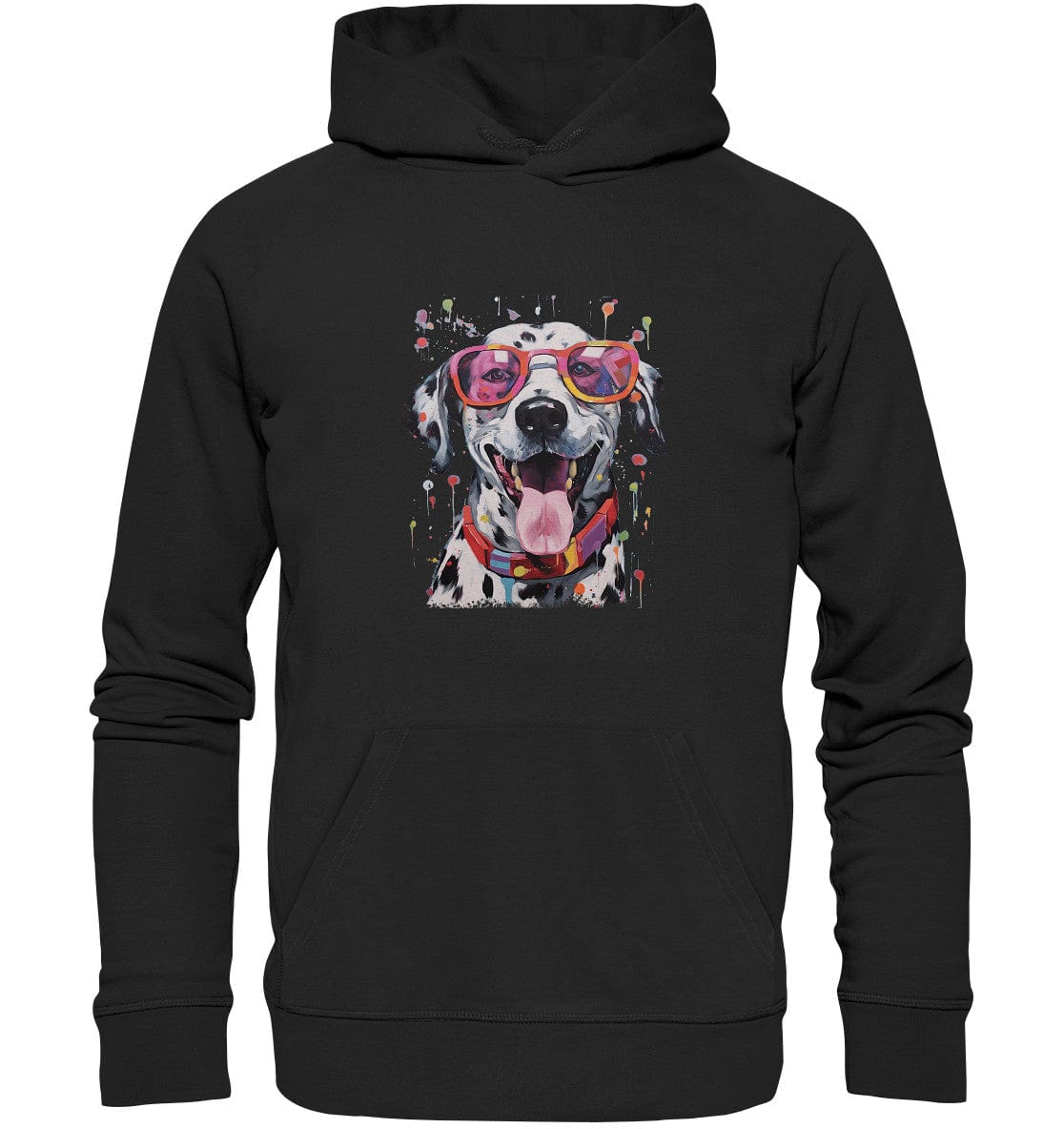 Bunter Dalmatiner Hund mit Sonnenbrille - Organic Hoodie Black / XS