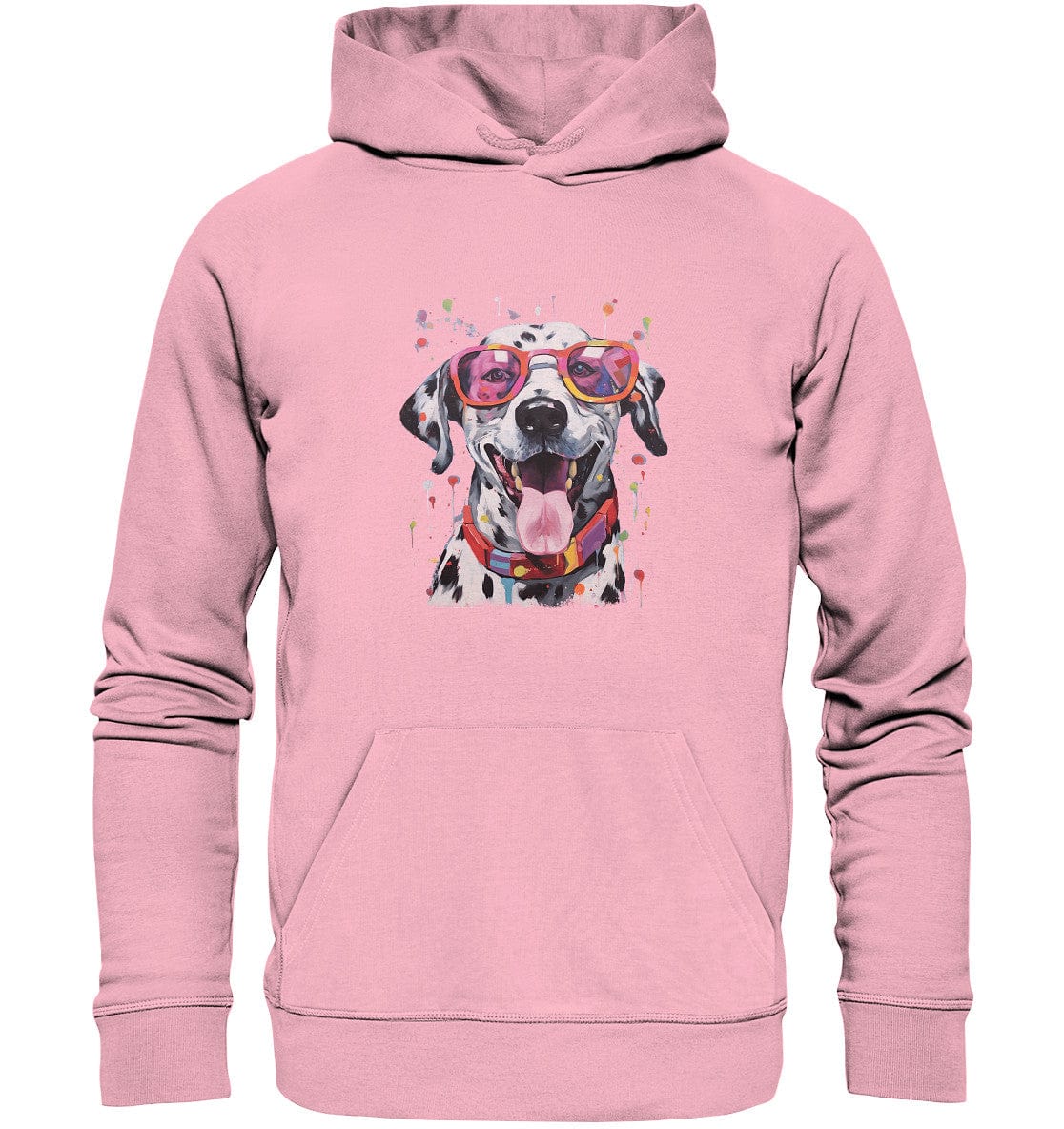 Bunter Dalmatiner Hund mit Sonnenbrille - Organic Hoodie Cotton Pink / XS