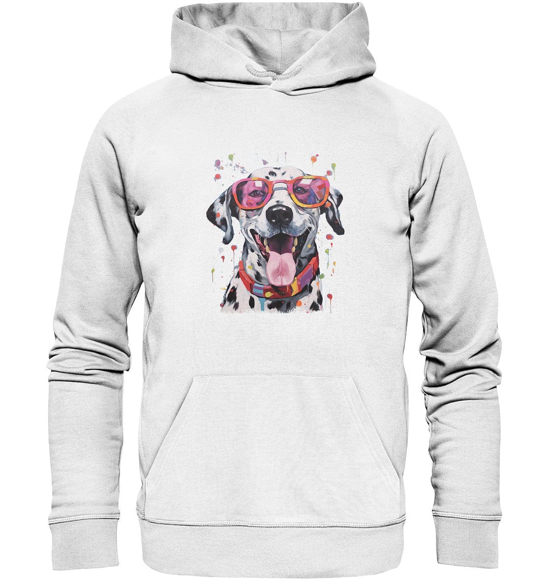 Bunter Dalmatiner Hund mit Sonnenbrille - Organic Hoodie White / XS