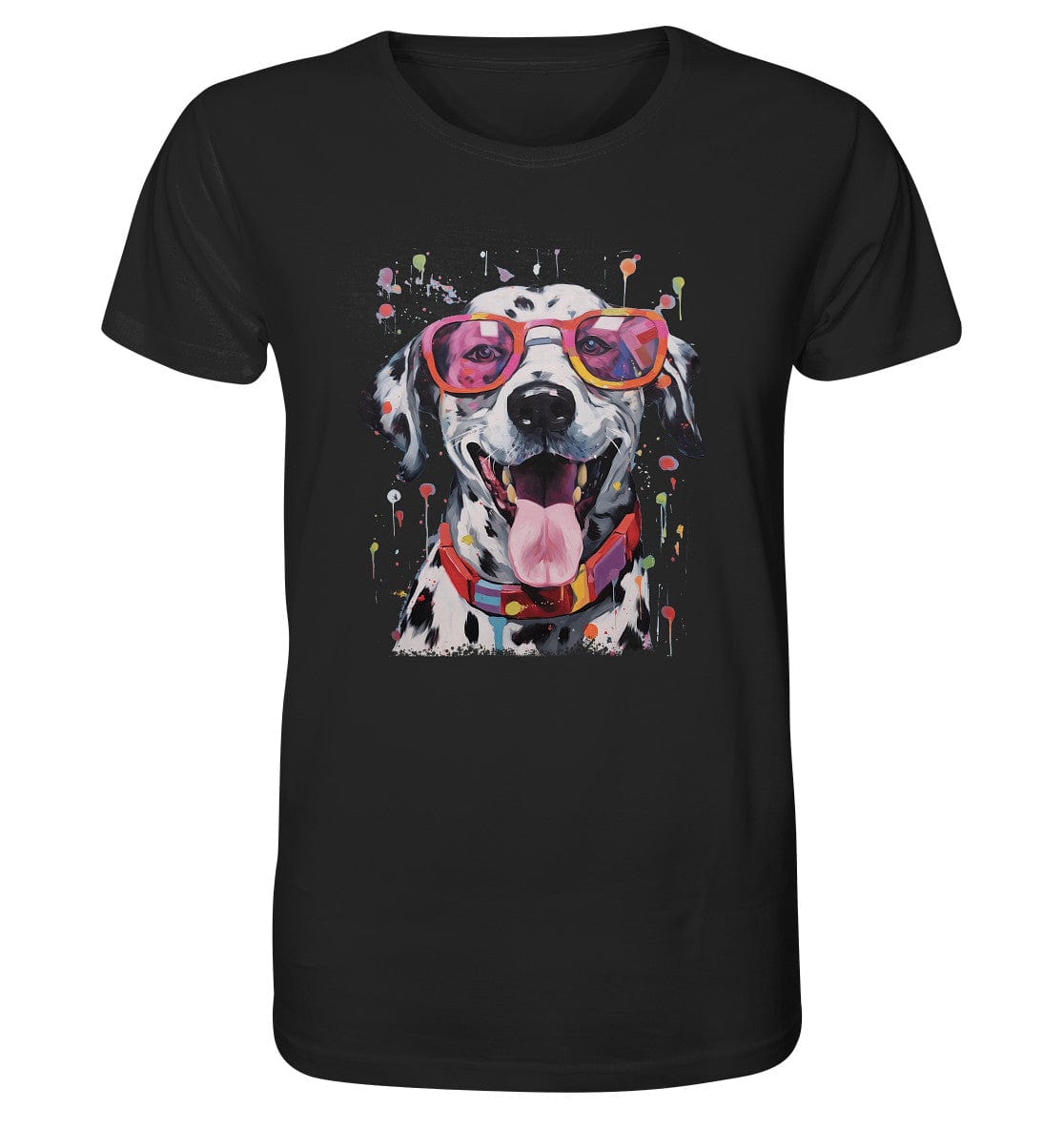 Bunter Dalmatiner Hund mit Sonnenbrille - Organic Shirt Black / XS