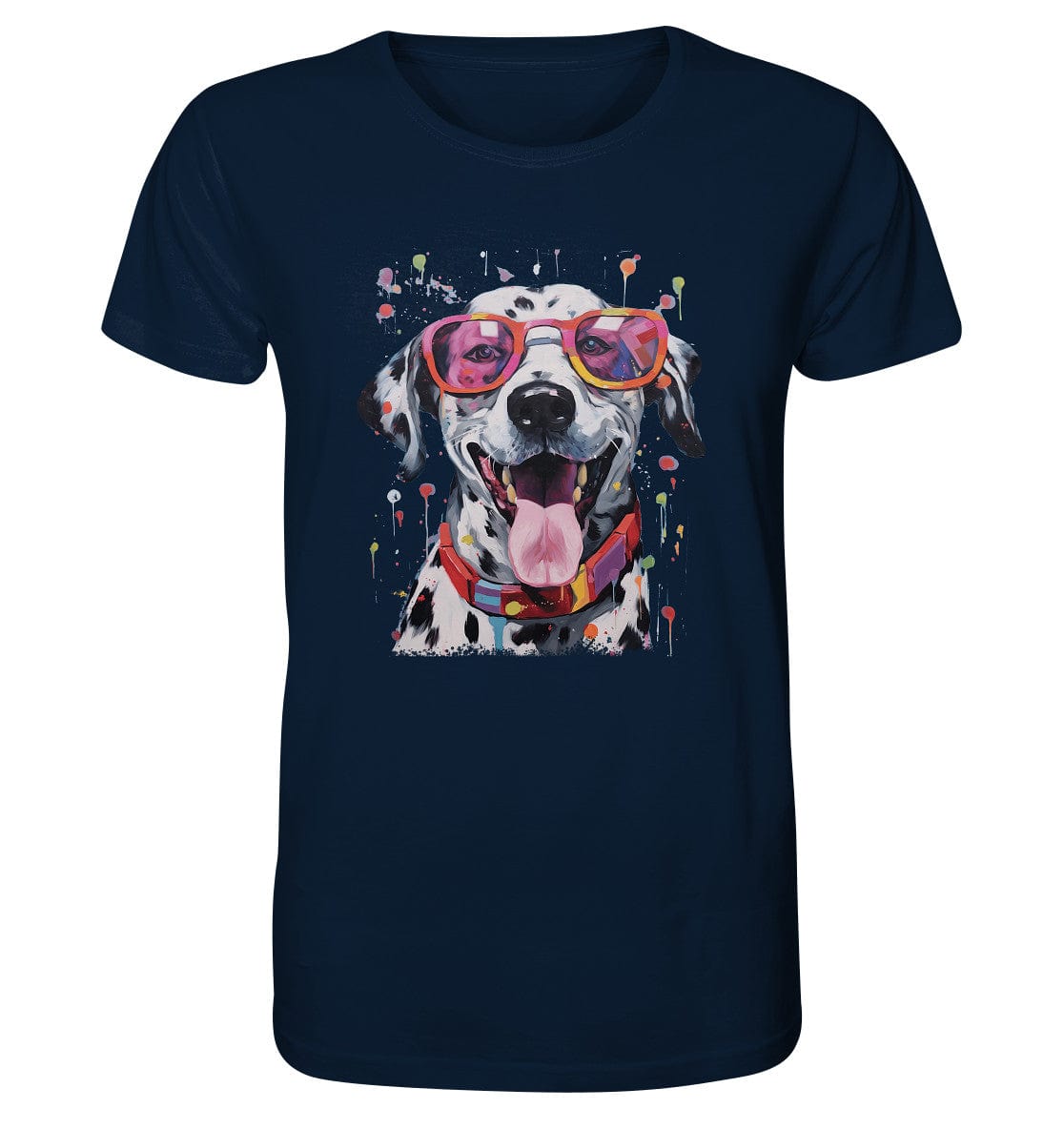 Bunter Dalmatiner Hund mit Sonnenbrille - Organic Shirt French Navy / XS