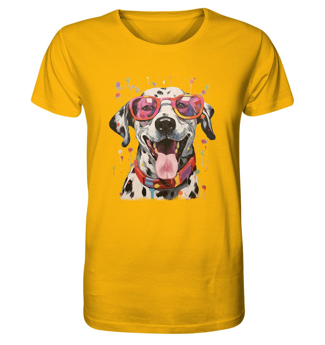 Bunter Dalmatiner Hund mit Sonnenbrille - Organic Shirt Golden Yellow / XS