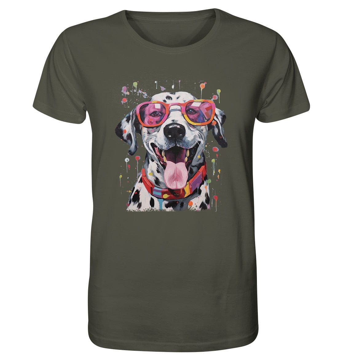 Bunter Dalmatiner Hund mit Sonnenbrille - Organic Shirt Khaki / XS
