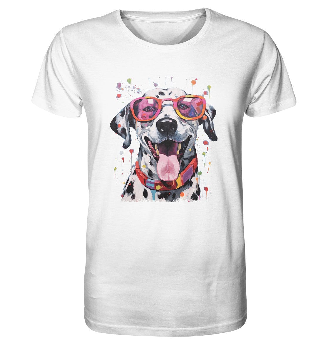 Bunter Dalmatiner Hund mit Sonnenbrille - Organic Shirt White / XS