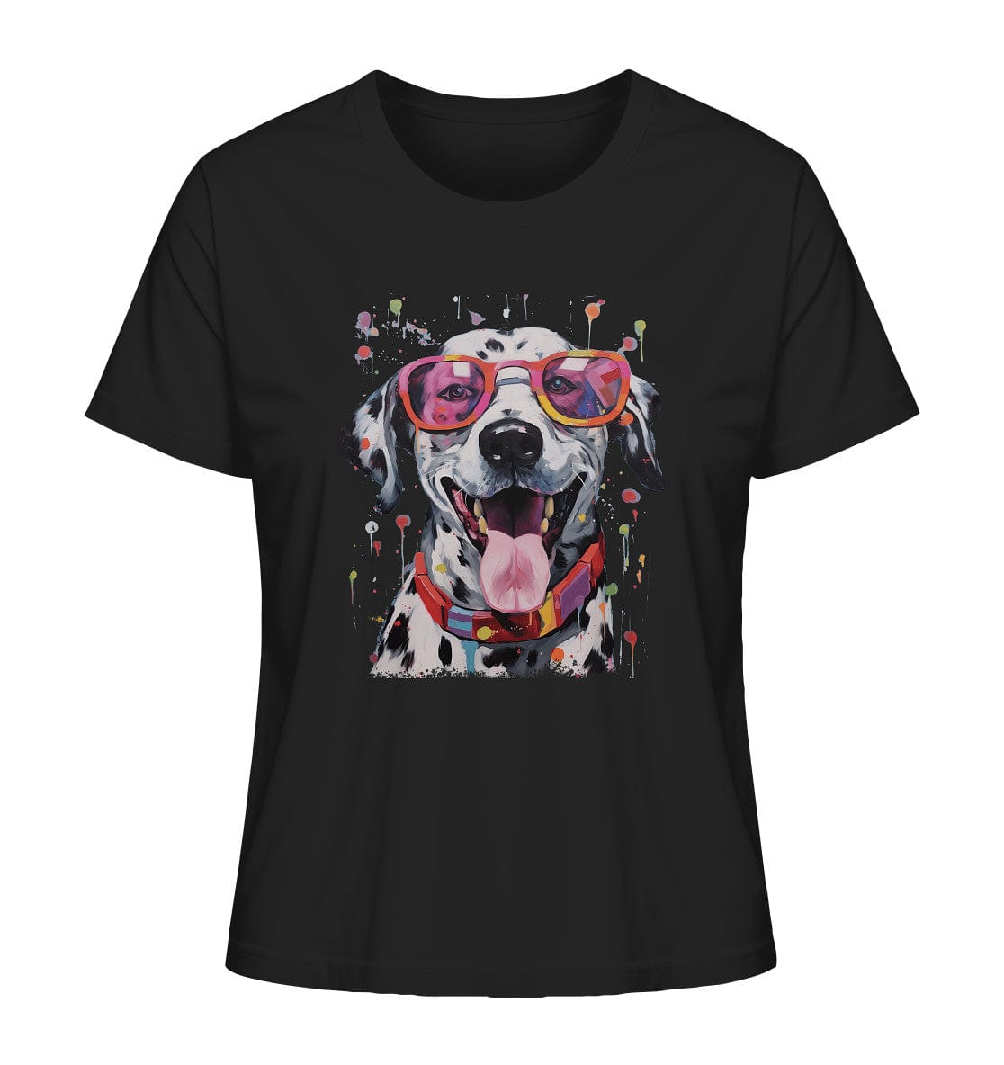 Bunter Dalmatiner mit Sonnenbrille - Ladies Organic Shirt Black / XS