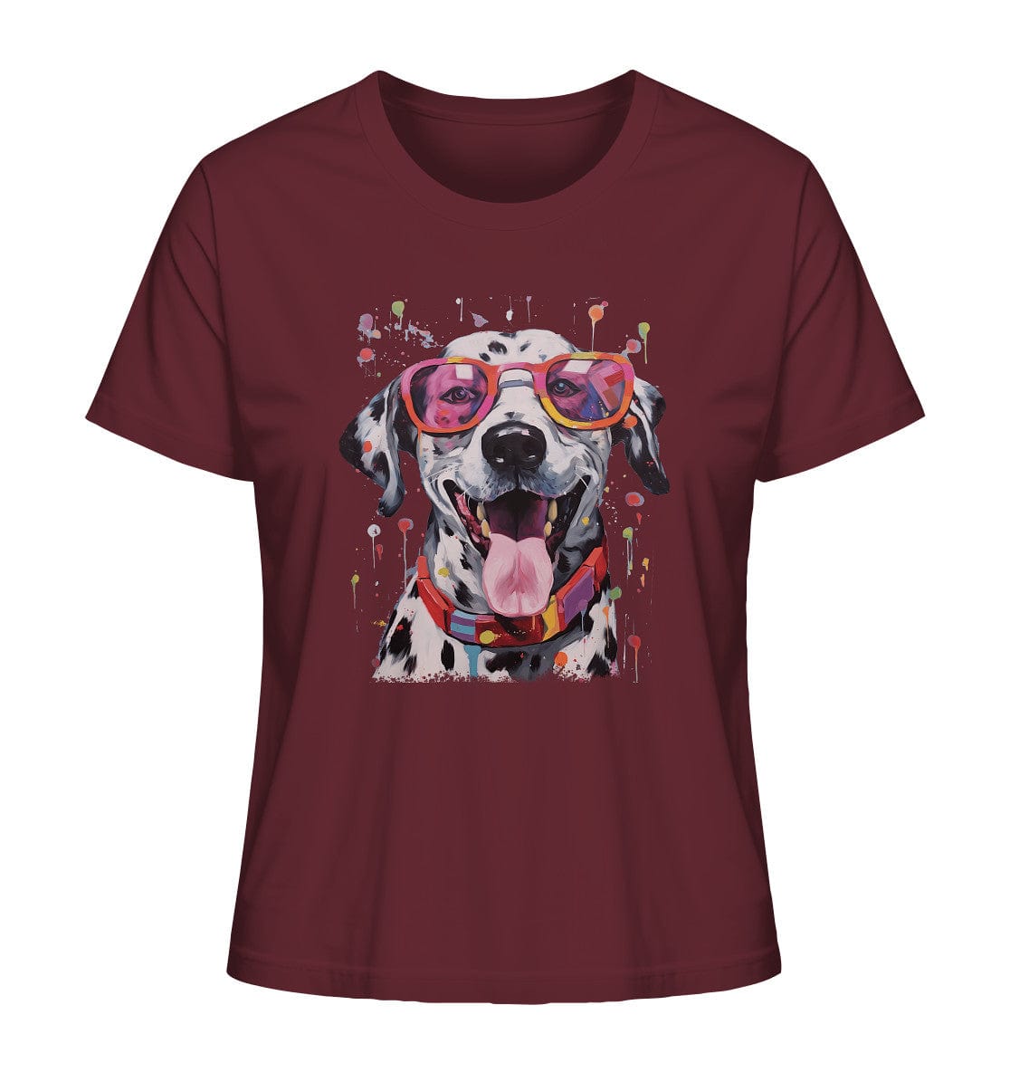Bunter Dalmatiner mit Sonnenbrille - Ladies Organic Shirt Burgundy / XS