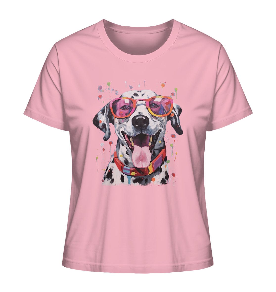 Bunter Dalmatiner mit Sonnenbrille - Ladies Organic Shirt Cotton Pink / XS