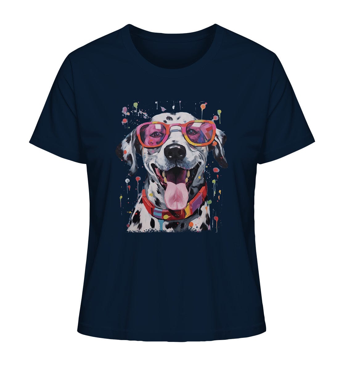 Bunter Dalmatiner mit Sonnenbrille - Ladies Organic Shirt French Navy / XS