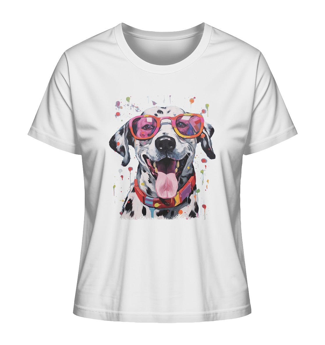 Bunter Dalmatiner mit Sonnenbrille - Ladies Organic Shirt White / XS