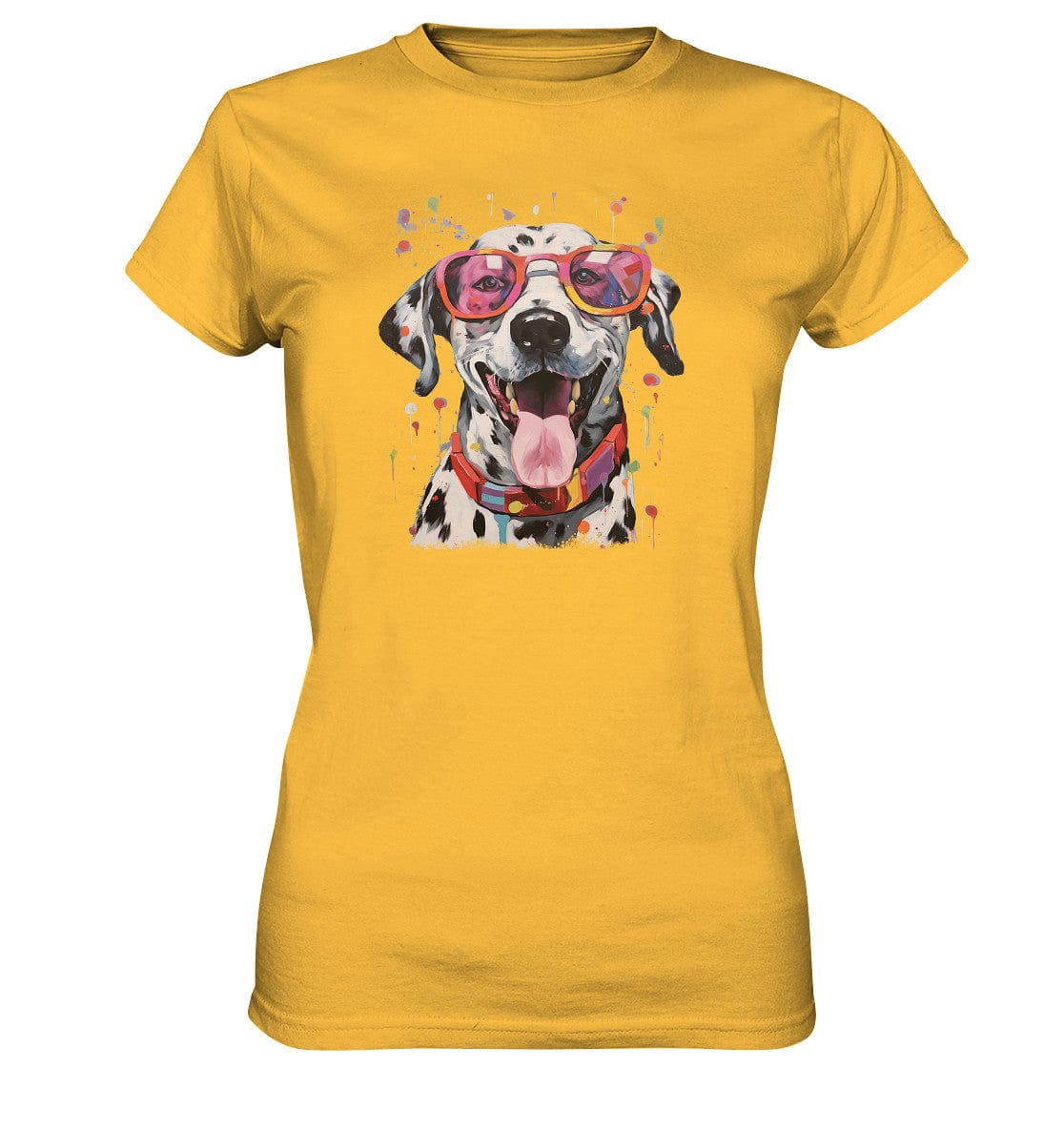 Bunter Dalmatiner mit Sonnenbrille - Ladies Premium Shirt Gold / XS
